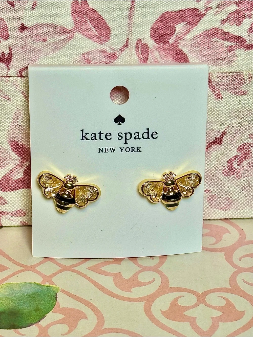 Kate Spade “All Abuzz” Gold & Crystal Bumblebee Earrings New